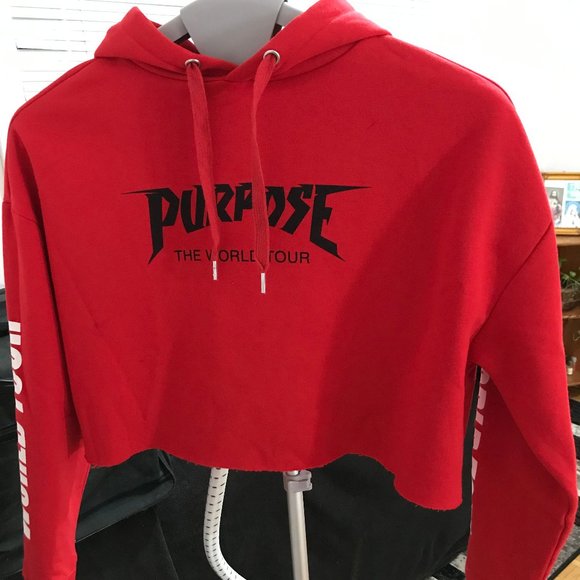 NWOT Justin Bieber world tour cropped hoodie - Picture 2 of 6
